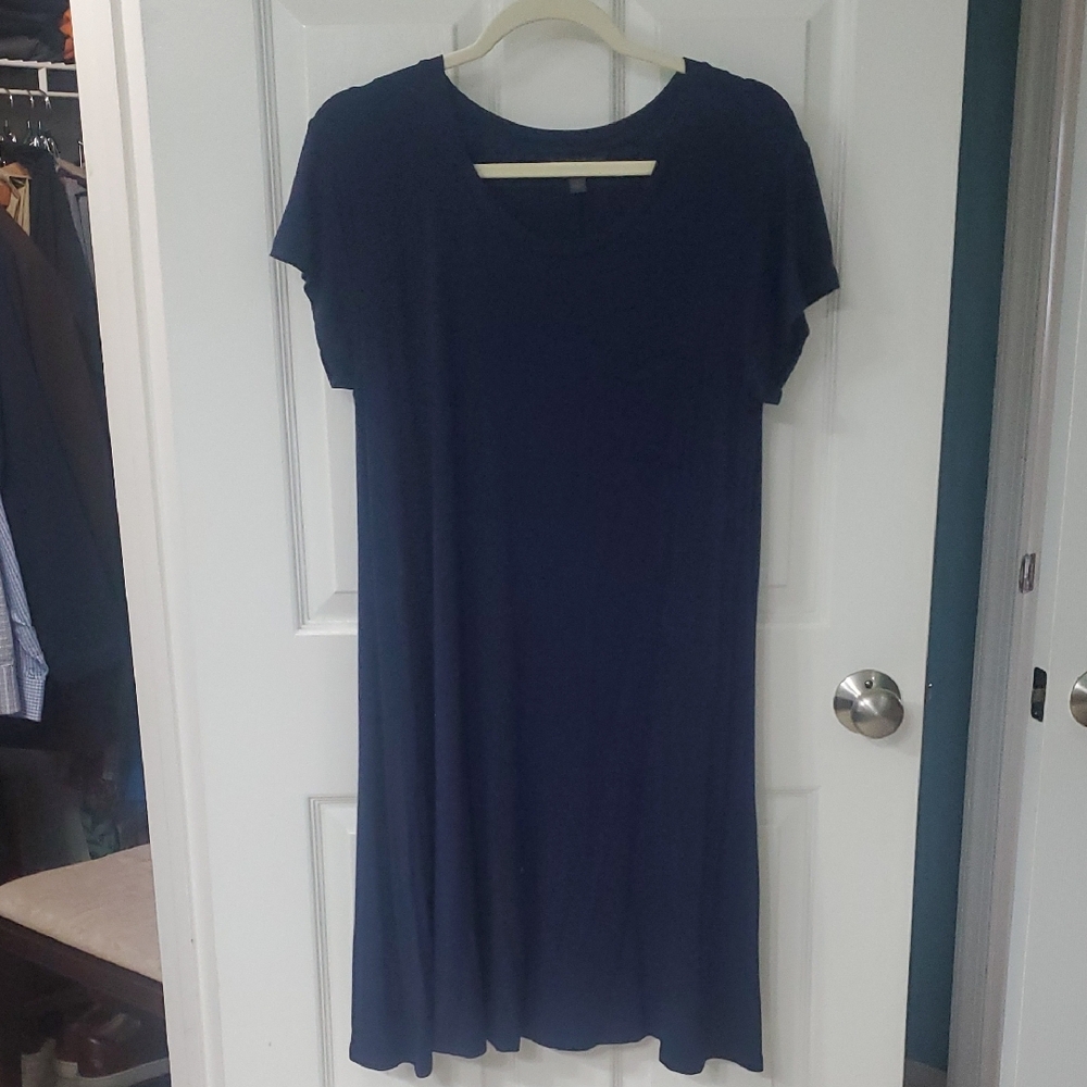 Navy Blue Short Sleeve Dress